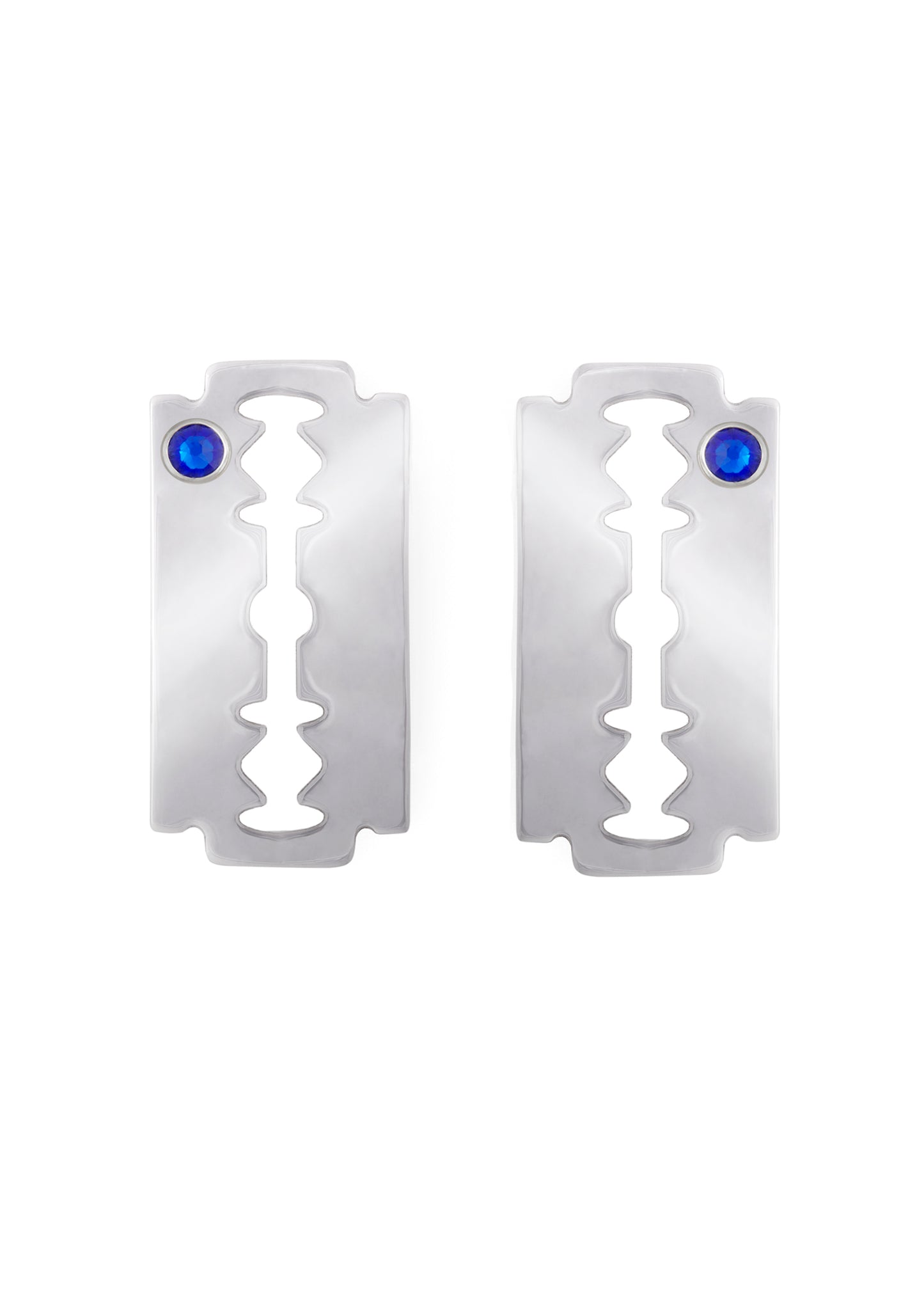 22. Sapphire Razor Blade Hair Slides