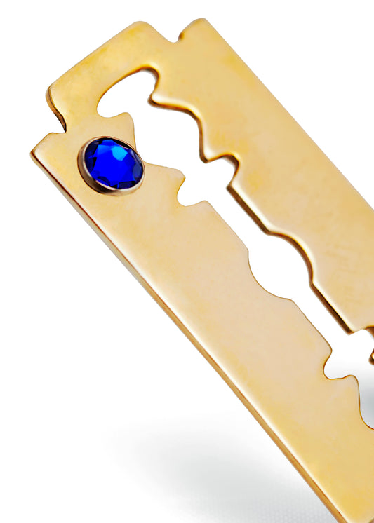 24. Sapphire Razor Blade Hair Slides