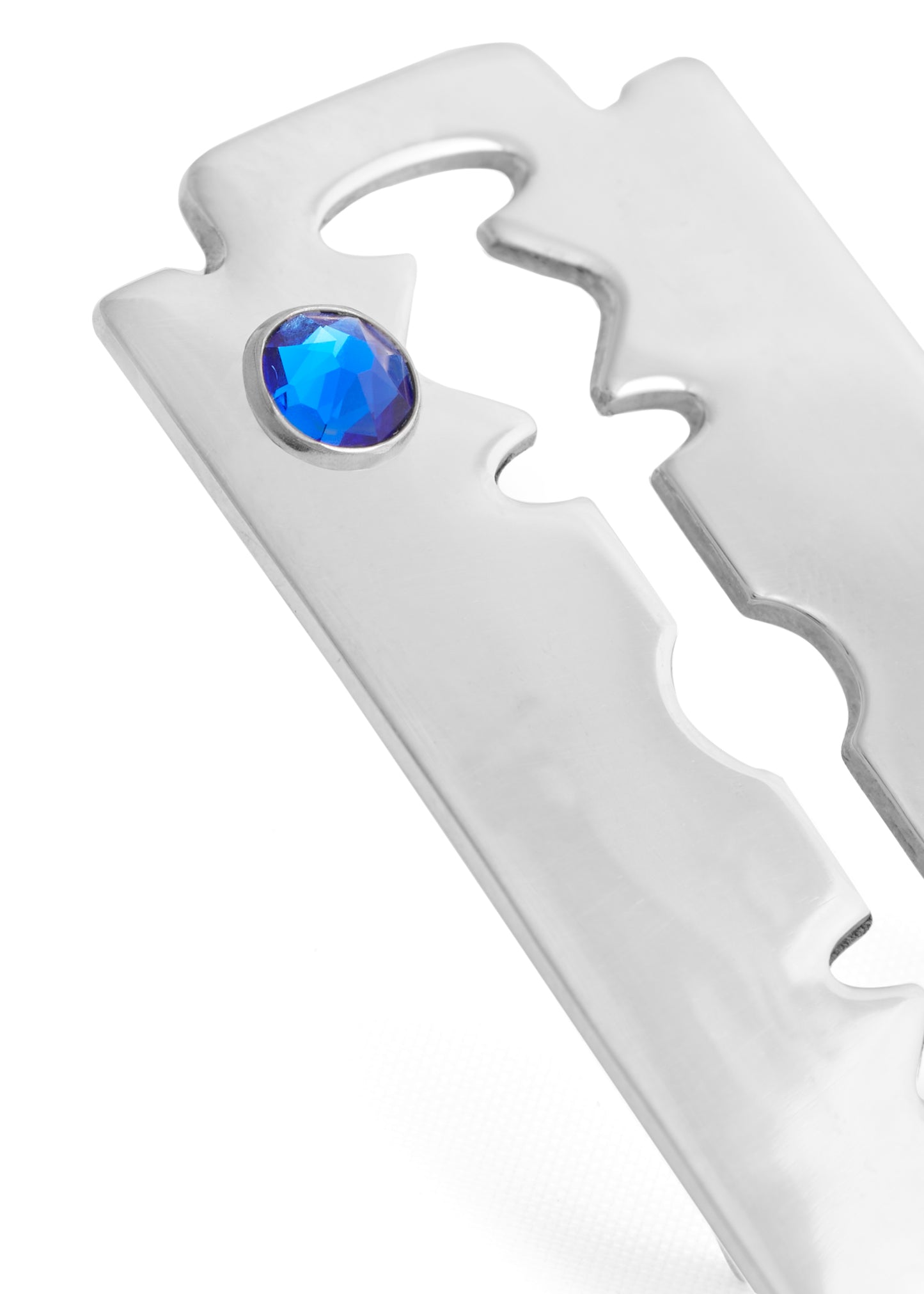 22. Sapphire Razor Blade Hair Slides